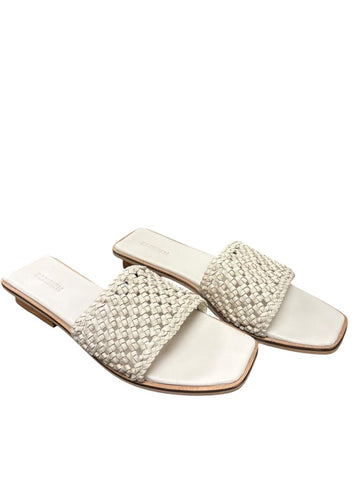 woven leather slides