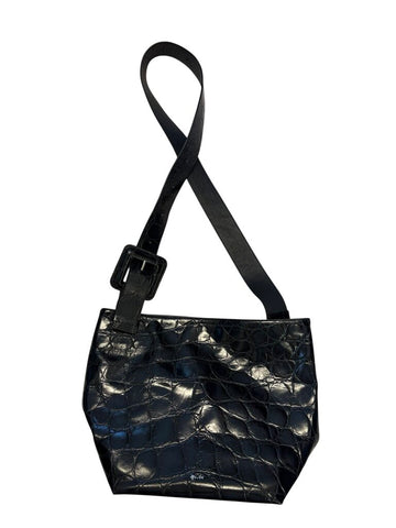 croc leather big buckle