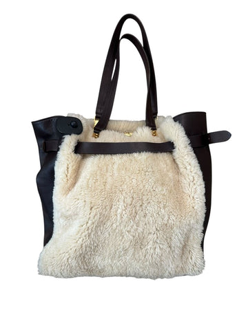 shearling/leather tote