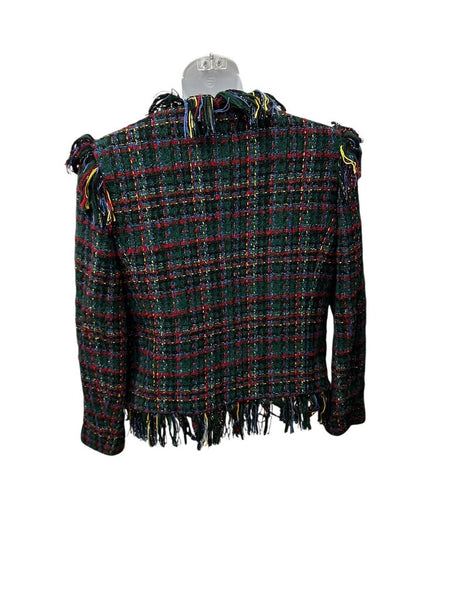 fringe tweed blazer