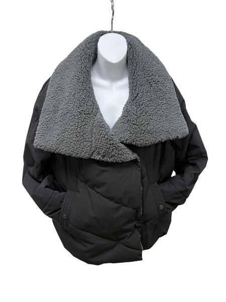 crop puffer furry collar