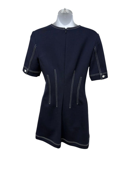 buttons contrast stitch dress