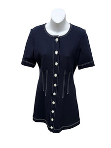 buttons contrast stitch dress