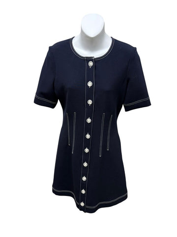 buttons contrast stitch dress