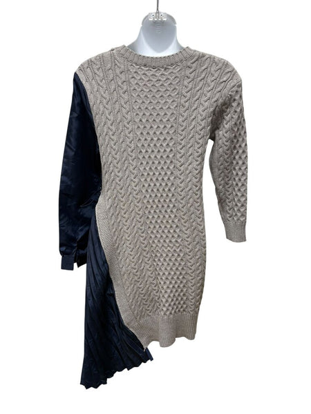 cable knit/nylon pleats dress
