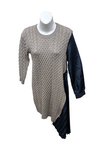 cable knit/nylon pleats dress