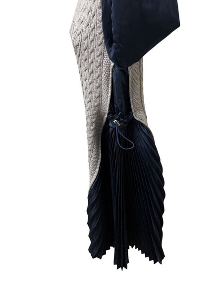 cable knit/nylon pleats dress