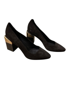 chunky metallic heel