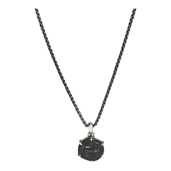 horse pendant on black chain