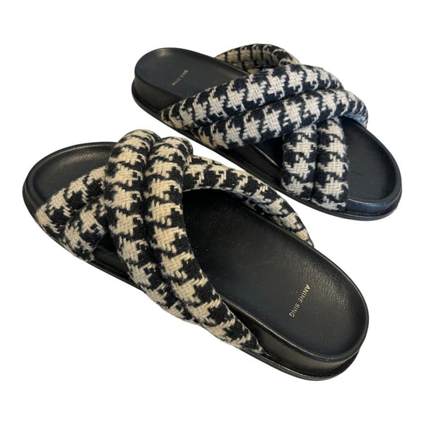 puffy houndstooth slides