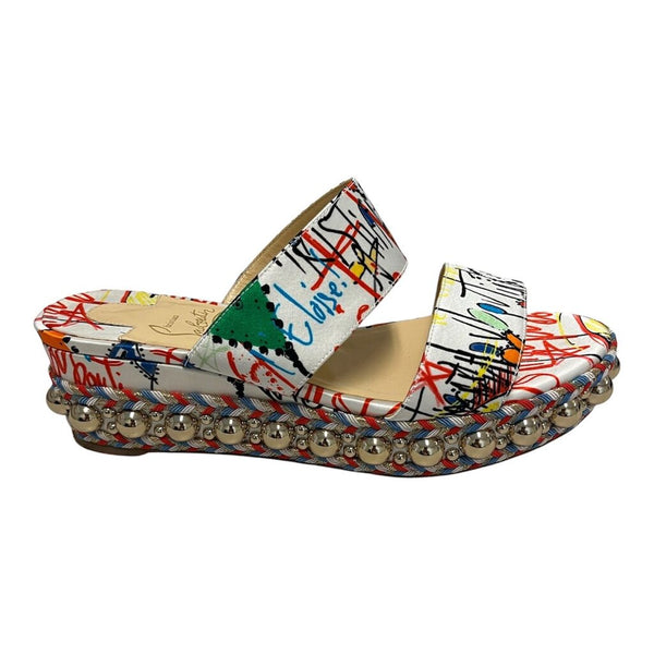graffiti stud sandals