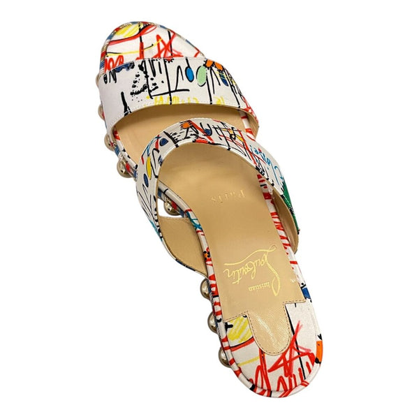 graffiti stud sandals