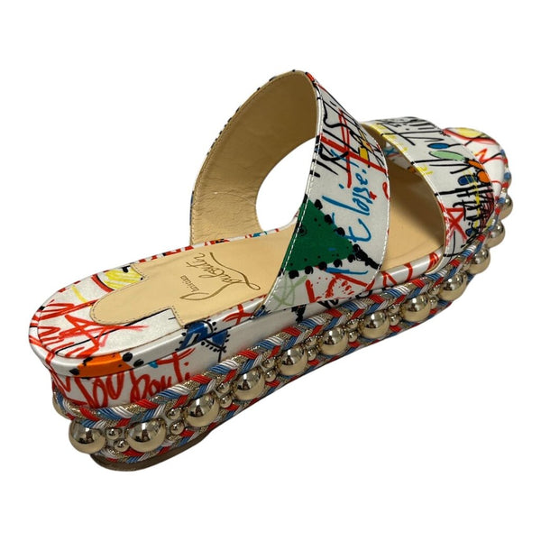 graffiti stud sandals