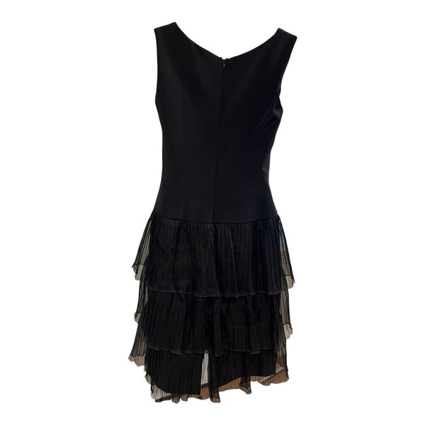 silk pleated tiered dress