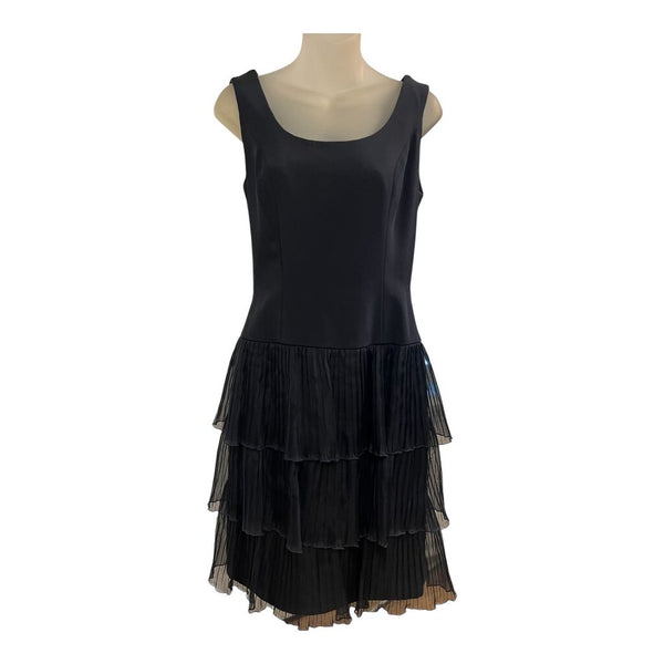 silk pleated tiered dress