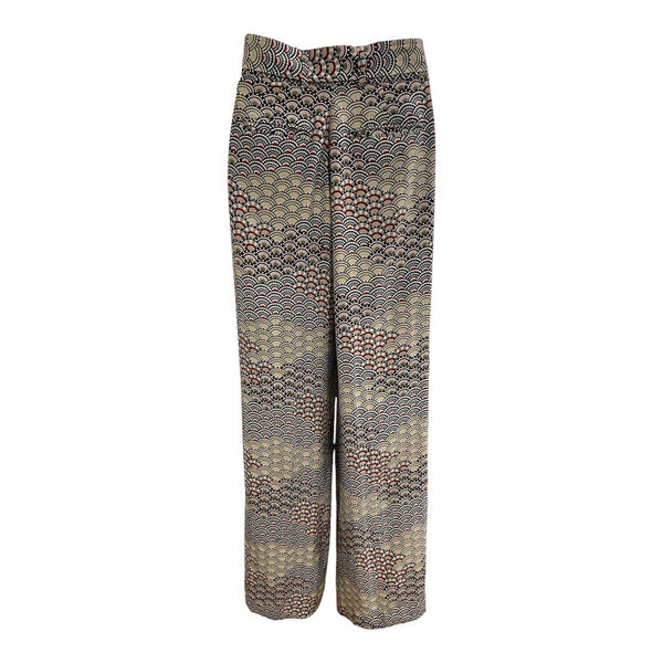 pattern silk tie waist pants