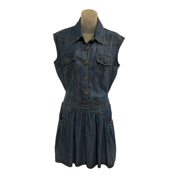 chambray buttons mini dress