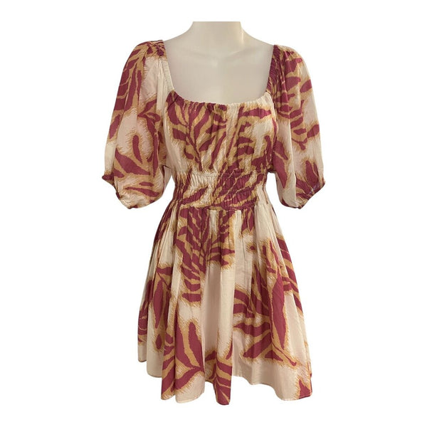 pattern puff sleeve dress