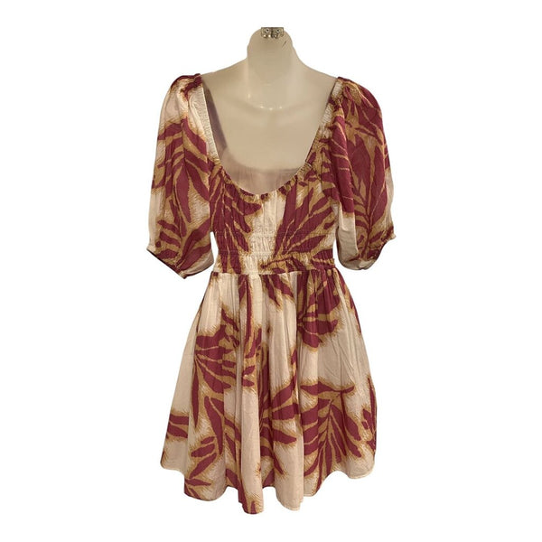 pattern puff sleeve dress