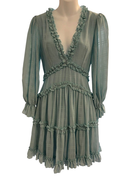 ruffle open back dress
