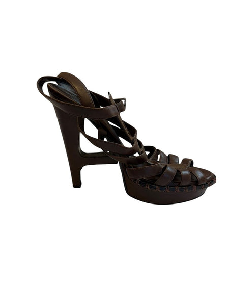 strappy leather heels