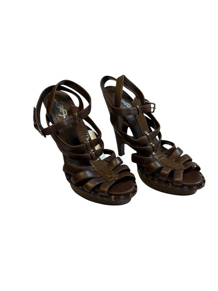 strappy leather heels