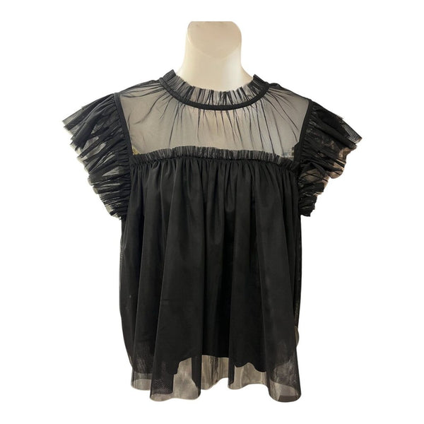 tulle ruffle sleeve top