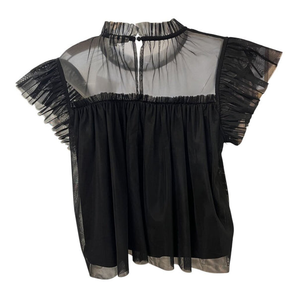 tulle ruffle sleeve top