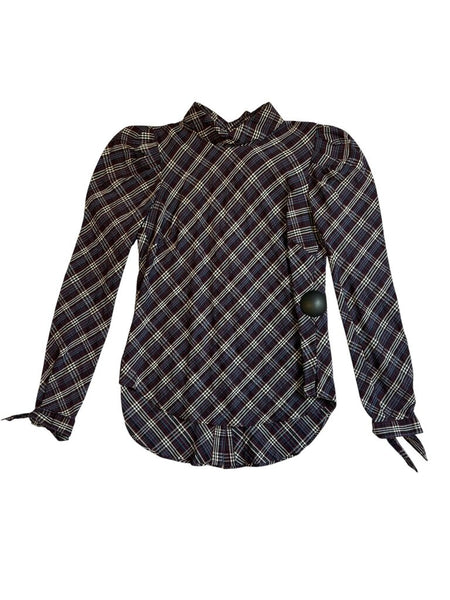 plaid mock neck