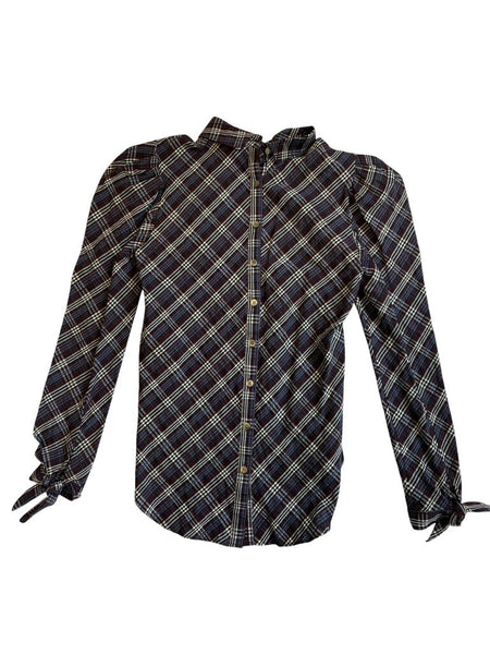 plaid mock neck