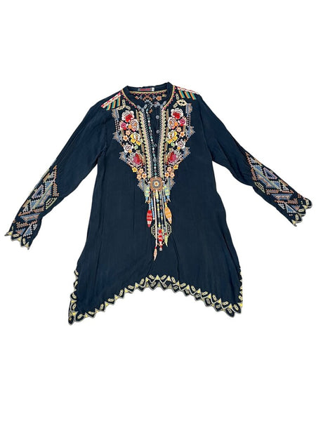 lng slv embroider dress