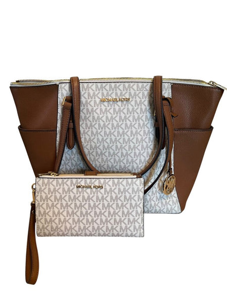 mk print tote w wristlet