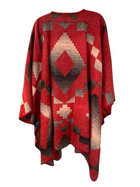 pattern wool poncho