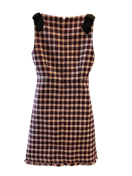 plaid shoulder bow dress