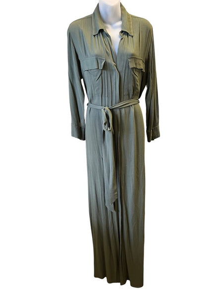 lng slv tie waist buttons maxi