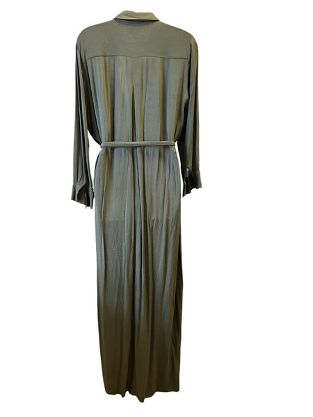 lng slv tie waist buttons maxi